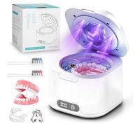 Nettoyeur Ultrasons, 49000Hz Bac Ultrason, 340mL Nettoyeur Ultrasonique Dentaire avec Lampe UV, 4 modes avec minuteur numérique, Ultrasonic cleaner Pour Gouttière Dentaire, Prothèses Dentaires, Bijoux
