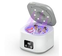 Nettoyeur Ultrasons 49000Hz, Bac Ultrason avec 6 Lampe UV automatique, 340ml, 3 Modes Ultrasonic Cleaner pour Prothèses Dentaires, Gouttière Dentaire, Retainer, Bijoux, tête de brosse, Blanc