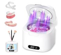 Nettoyeur Ultrasons, 49000Hz Ultrasonic Cleaner, 340mL Nettoyeur Ultrasonique Dentaire avec 6 UV Lampe, 4 Modes, Nettoyeur Gouttiere pour Appareils Dentaires,Retainer, Aligneurs,Bijoux