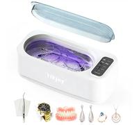Nettoyeur Ultrasons, 55000Hz Bac a Ultrason, 350ml Ultrasonic Cleaner avec Écran LED, 4 Modes Nettoyeur Ultrason Bijoux avec Lumière UV pour Lunettes, Appareils Dentaires, Montres, Bagues et Colliers
