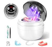 Nettoyeur Ultrasons, Orealla 50000Hz Nettoyeur Gouttiere Dentaire avec Lampe UV automatique, Dental Pod Ultrasonic Cleaner avec 4 Réglages de Temps, pour Prothèses Dentaires, Protège - Dents, Bijoux