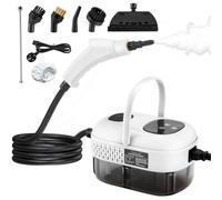 Nettoyeur Vapeur 1100ML, Steam Cleaner avec 9 Accessoires, 3,0 bar 2500W Nettoyer à Vapeur à Main, Pression de Vapeur Portable avec 3 Têtes de Brosse pour les Meubles de Cuisine, Salle de Bain (Blanc)