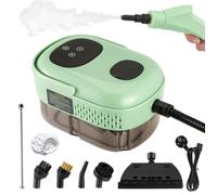 Nettoyeur Vapeur 1100ML, Vert avec 9 Accessoires, 3,0 bar 2500W Nettoyer à Vapeur à Main, Pression de Vapeur Portable 3 Têtes