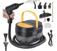 Nettoyeur Vapeur 2500W, Réservoir D’eau 1600ML, Poignée Réglable en 3 Positions, Haute Température 105℃ et Pression 3 Bar, Chauffe Rapide en 15s, 10 Accessoires, pour Voiture, Cuisine (Jaune)