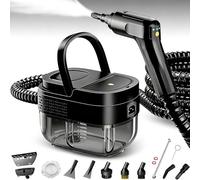 Nettoyeur Vapeur 2500W, Réservoir D’eau 1600ML, Poignée Réglable en 3 Positions, Haute Température 105℃ et Pression 3 Bar, Chauffe Rapide en 15s, 10 Accessoires, pour Voiture, Cuisine (Noir)