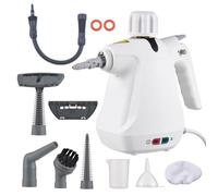 Nettoyeur Vapeur à Main Portatif,1000W Multi-Usage sous Pression 9 en 1 pour le nettoyage avec réservoir d'eau de 350ml,3 Bar Blanc