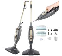 Nettoyeur vapeur Beldray Titanium 14 en 1 - Balai vapeur multifonction, 350 ml, charnière flexible, nettoyeur sans produits chimiques, lave-vitres, buses et tampons pour balai inclus, 1300W