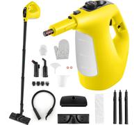 Nettoyeur vapeur COSTWAY, pression de vapeur 2 bar, temps de chauffe 1 min, puissance 1400W, réservoir 400ml Nettoyeur vapeur manuel avec 14 accessoires Jaune