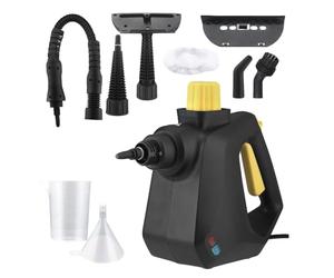 Nettoyeur Vapeur Portable - 10 Accessoires, 3,2 Bar & 350ML 1000W, Nettoyeur à Vapeur Portatif Polyvalent avec 5 Têtes de Brosse/Cordon de 2,5 m, Steam Cleaner for Home Canapé, Sol, Vitre, Matelas