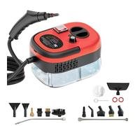 Nettoyeur vapeur portable 2500 W, nettoyeur vapeur portable avec réservoir d'eau de 1,2 L, 18 accessoires, chauffage rapide en 15 secondes, 6 vitesses, pour sols/salle de bain/cuisine/voiture red