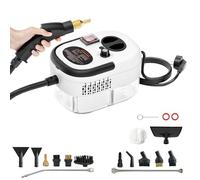 Nettoyeur vapeur portable 2500 W, réservoir d'eau 1,2 L, chauffage rapide en 15 secondes, 6 vitesses, 18 accessoires, pour sol/salle de bain/cuisine/fenêtre/voiture white