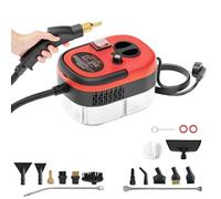 Nettoyeur vapeur portable 2500 W, réservoir d'eau 1,2 L, chauffage rapide en 15 secondes, 6 vitesses, 18 accessoires, pour sol/salle de bain/cuisine/fenêtre/voiture red