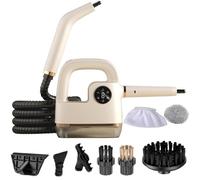 Nettoyeur vapeur portatif 1500 W avec affichage numérique - Chauffe en 20 secondes, pression 4 bars, réservoir de 300 ml et 3 brosses pour canapé, carrelage, salle de bain, voiture