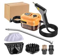 Nettoyeur vapeur pressurisé à haute température, machine de nettoyage sous pression de 1 500 W, 6 niveaux réglables et grand réservoir de 1,2 L, cuiseur vapeur multi-surfaces(Orange)
