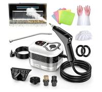 Nettoyeur vapeur pressurisé haute température 2500 W, cuiseur vapeur à 6 niveaux réglables, chauffage en 10 secondes for cuisine, salle de bain, voiture et sol(White)