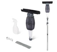 Nettoyeur Vitres Électrique sans Fil avec Manche Télescopique: 2000mAh, Raclette Vitre avec Pulvérisateur Intégré, Brosse Nettoyage 24cm pour Fenêtres Miroirs Carrelage