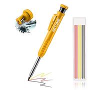 NETUME Crayon Chantier Professionnel Solide et Extensible, Avec 7 Mines, Taille Mine, Pour Menuisier Bricolage Dessin Tracer Gras Bois Métal Béton Carrelage Charpentier