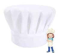 NETUME Toque Cuisinier Enfant, Réglable Blanc Chapeaux de Chefs pour Fille/Garçon, Toque de Chef pour Enfant, Pâtisserie (4-13 Ans)