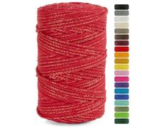 Netuno 1 Fil de macramé Rouge avec Fil métallique doré 5mm 100m Cordon en Coton pour macramé Fil de Bricolage Loisirs créatifs Art et Artisanat Cordon de macramé Corde macramé Cordon de Bricolage
