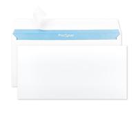 Netuno 100 enveloppes commerciales longues DL 110 x 220 mm 90g enveloppes postales adhésives avec impression intérieure bleue sans fenêtre enveloppe blanche pour bureau lettres factures documents