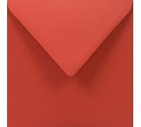 Netuno 100 enveloppes rouges carrées recyclées 153x153 mm 140g Woodstock Rosso rabat pointu enveloppes colorées décoratives éco vintage pour mariage anniversaire Noël invitations cartes de voeux