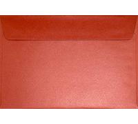 Netuno 100 enveloppes rouges nacrées C5 162 x 229 mm Sirio Pearl Red Fever enveloppe brillante grandes enveloppes élégantes pour Noël lettres A5 cartes de vœux invitations mariage anniversaires