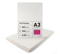 Netuno 100 feuilles de feutre de bière A3 297x420 mm 0,90 mm (390g) carton à bière idéal pour sous-bocks dessous de verre passe-partout travaux manuels travaux de reliure puzzles jeux de société