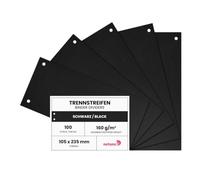 Netuno 100 intercalaires classeur A4 noirs 105x235 mm carton horizontaux | 160 g/m² · feuillets intercalaire · bandes intercalaires · perforés pour classeur à anneaux, dossiers, factures & bureau
