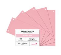Netuno 100 intercalaires classeur A4 rose clair 105x235 mm carton | 160 g/m² · feuillets intercalaire · bandes intercalaires · perforés pour classeur à anneaux, dossiers, factures & bureau