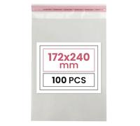 Netuno 100 PP sachets transparents autocollants 17,2x24 cm solides | pochettes plastiques PP · sachets cellophane transparents pour cartes, photos, documents A5, cadeaux & loisirs créatifs