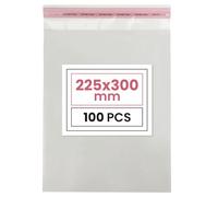 Netuno 100 sachets plats en PP 22,5 x 30 cm sachets plastiques transparents en polypropylène emballages d'envoi sacs plastiques transparents sacs plats d'expédition sac d'expédition plastique