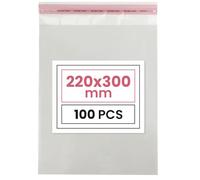 Netuno 100 sachets plats en PP 22 x 30 cm sachets plastiques transparents en polypropylène emballages d'envoi sacs plastiques transparents sacs plats d'expédition sac d'expédition plastique