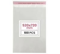 Netuno 100 sachets plats en PP 52 x 72 cm sachets plastiques transparents en polypropylène emballages d'envoi sacs plastiques transparents sacs plats d'expédition sac d'expédition plastique