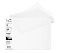 Netuno 10x papier transparent blanc A3 297 x 420 mm 170g LumiStar feuilles de papier calque imprimable pour cartes d'invitation scrapbooking intercalaires plans d'architecture dessin calligraphie