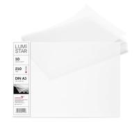 Netuno 10x papier transparent blanc A3 297 x 420 mm 210g LumiStar feuilles de papier calque imprimable pour cartes d'invitation scrapbooking intercalaires plans d'architecture dessin calligraphie