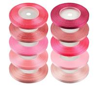 Netuno 10x Set de Rubans Satin Nuances de Rose 6 mm x 32 m - Rouleaux Multicolores pour Décoration, Bricolage, Cadeaux et Mariage