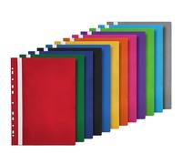 Netuno 12x chemise à lamelles perforée A4 couleurs assorties protège-documents A4 dos rigide chemises de présentation couverture transparente farde à lamelles pour documents