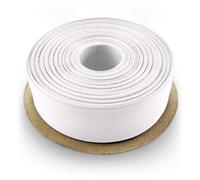 Netuno 1x ruban de satin côtelé blanc 25 mm x 22 m - Ruban de décoration pour mariage, Noël, Pâques, Saint-Valentin - Polyester - Blanc (côtelé) - Texturée - 1 unité