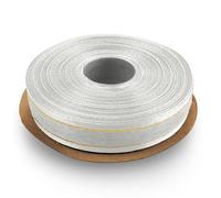 Netuno 1x ruban mousseline blanc avec fil doré 15 mm x 22 m ruban de décoration ruban organza rouleau de ruban pour emballages cadeaux bricolage mariage Noël fleurs anniversaires artisanat