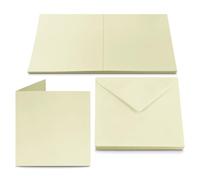 Netuno 25 cartes vierges carrées crème avec 25 enveloppes crème Rainbow set pliable et pochettes décoratives colorées pour invitations et vœux d’anniversaire