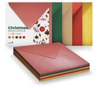 Netuno 25 enveloppes à motif Noël 153x 153 mm set d'enveloppes multicolores enveloppes carrées enveloppes colorées enveloppes décoratives pour invitations cartes de voeux anniversaires fêtes