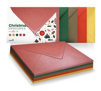 Netuno 25 enveloppes à motif Noël B6 125x175 mm set d'enveloppes multicolores enveloppes colorées enveloppes décoratives pour invitations cartes de voeux anniversaires fêtes mariage cartes-cadeaux