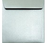 Netuno 25 enveloppes carrées argent nacré 156x156 mm 120g Majestic Moonlight Silver enveloppes décoratives élégantes brillantes pour mariage anniversaire baptême Noël invitations cartes de voeux