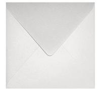Netuno 25 enveloppes carrées blanches 153x153mm Aster Metallic White rabat pointu enveloppes nacrées enveloppes brillantes métallisées pour invitations anniversaires mariage cartes de vœux Noël