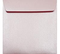 Netuno 25 enveloppes carrées roses nacrées 156x156 mm 120g Majestic Petal enveloppes décoratives élégantes brillantes pour mariage anniversaire baptême Noël invitations cartes de voeux