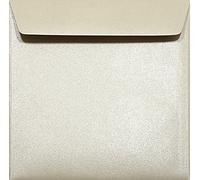 Netuno 25 enveloppes carrées sables nacrées 156x156 mm 120g Majestic Sand enveloppes décoratives élégantes brillantes pour mariage anniversaire baptême Noël invitations cartes de voeux