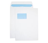 Netuno 250 enveloppes d’expédition blanches C4 229x324mm 90g grandes pochettes d’expédition fenêtre à gauche enveloppes commerciales grand format pour lettres A4 documents factures enveloppe postale