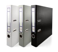 Netuno 3 classeurs A4 blanc noir gris 2 anneaux dos 5 cm plastique fin | Lot de 3 classeurs A4 fins à anneaux en plastique · pour documents, classement, archivage & home-office