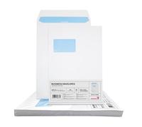 Netuno 50 enveloppes d’expédition blanches C4 229x324mm 90g grandes pochettes d’expédition fenêtre à gauche enveloppes commerciales grand format pour lettres A4 documents factures enveloppe postale