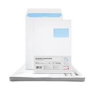 Netuno 50 enveloppes d’expédition blanches C4 229x324mm 90g grandes pochettes d’expédition fenêtre à droite enveloppes commerciales grand format pour lettres A4 documents factures enveloppe postale